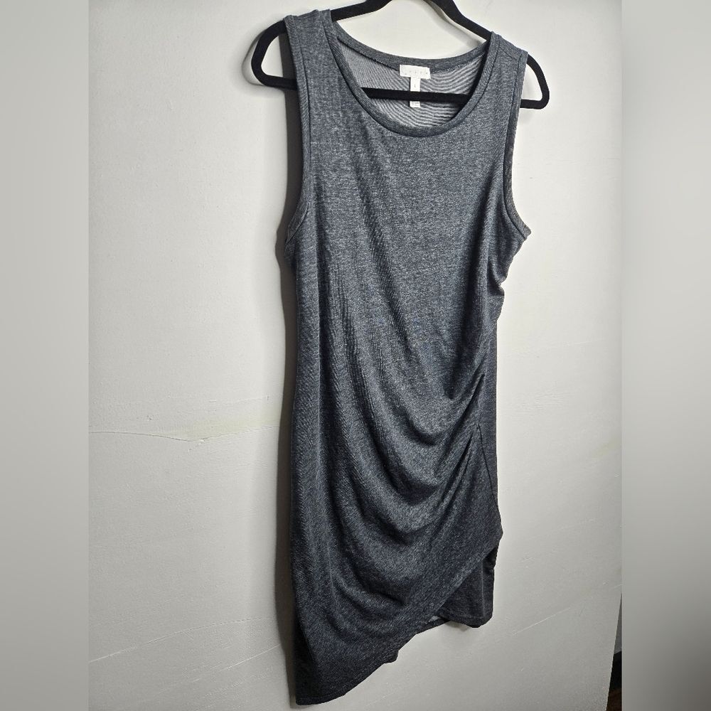 Leith Nordstrom Ruched Asymmetrical Sleeveless Dress Dark Gray Women's Large - Picture 5 of 7